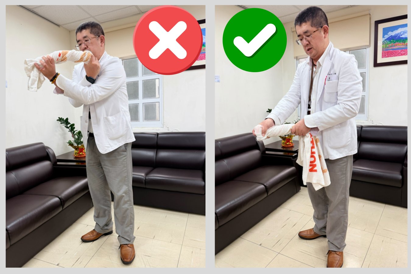 照片三分階段擰乾毛巾錯誤姿勢易引發上肢肌腱發炎桃療提供.jpg